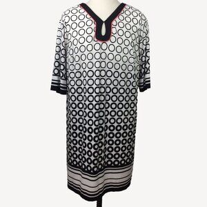 Dressbarn Signature Camryn Women's Dress Eyelet Geometric Black White Size 18W